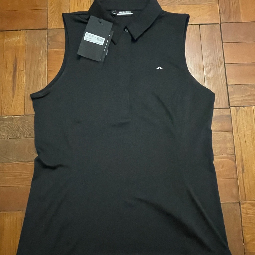 J.Lindeberg Women's Black Sleeveless Polo Top